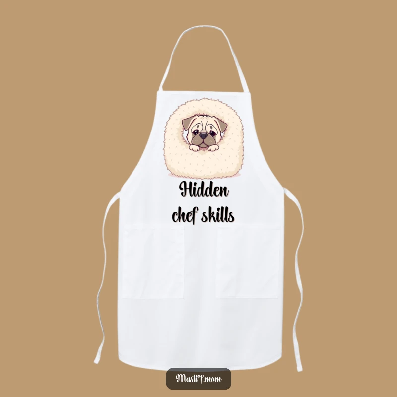 Funny Kawaii Mastiff Apron - Peek-a-Boo Blanket Chef Dog Gift