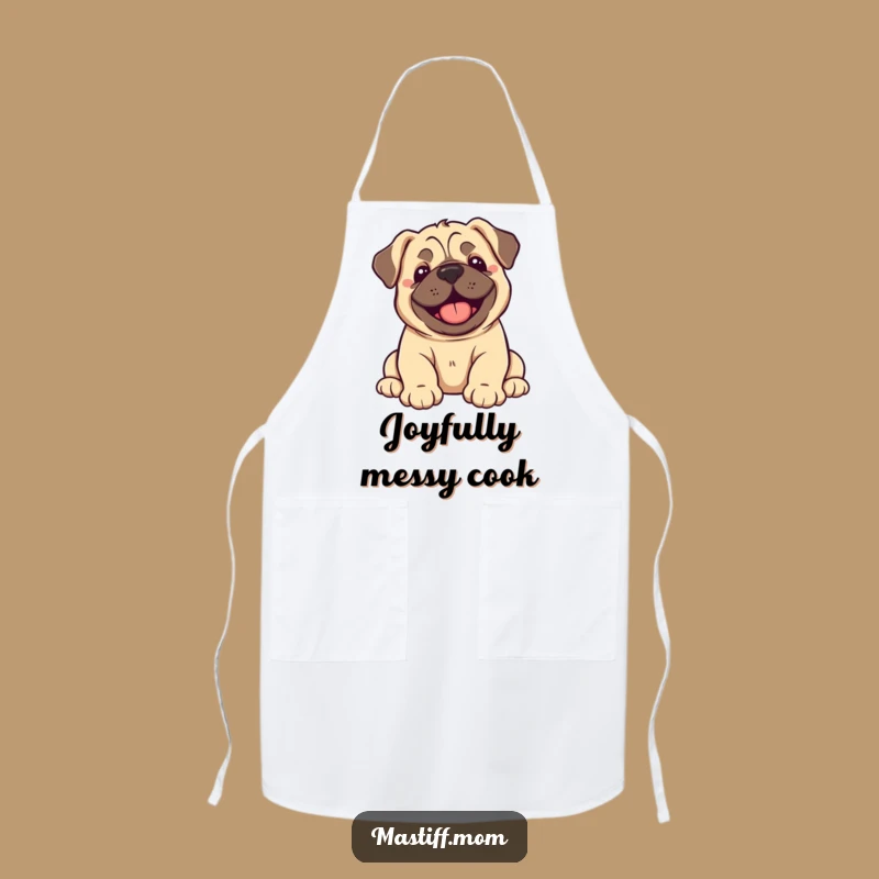 Funny Kawaii Mastiff Puppy Joy Flop Apron: Happy Chef Puppy Gift