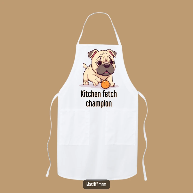 Funny Kawaii Mastiff Fetch Fail Apron: Cook with Canine Comedy