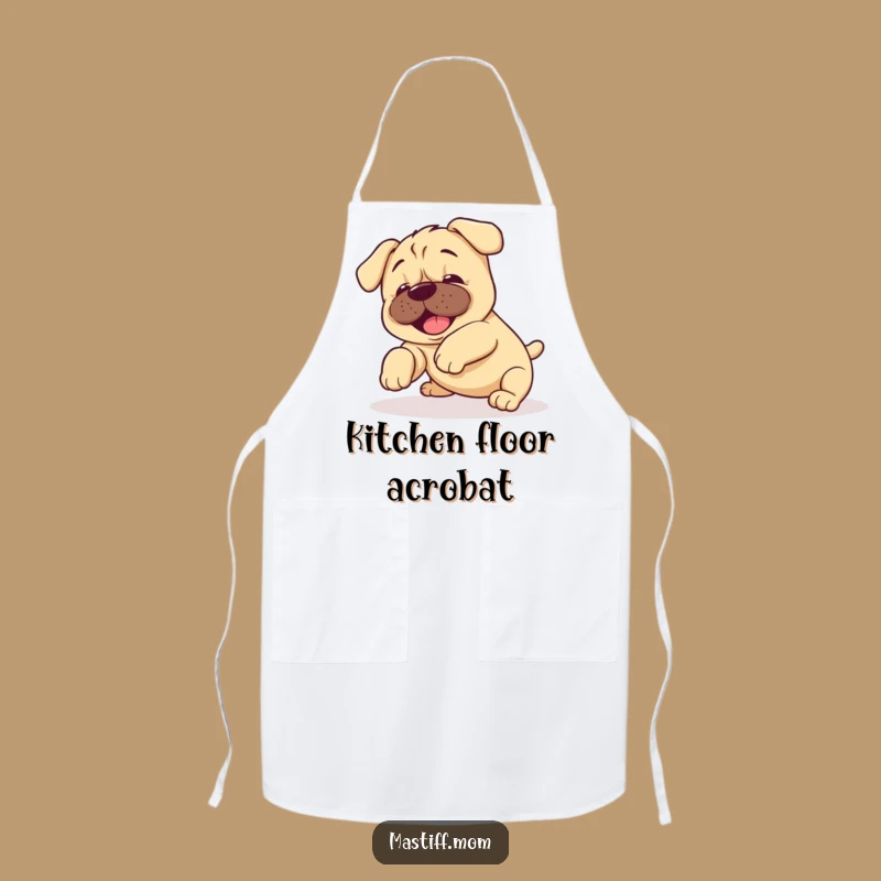 Funny Kawaii Mastiff Puppy Tumble Apron: Clumsy Chef Puppy Gift