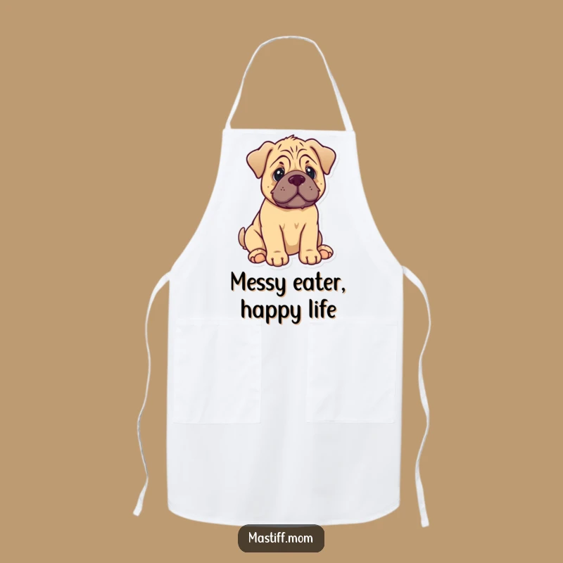 Funny Mastiff Puppy Apron - Cute Kawaii Dog Sitting with Happy Wag