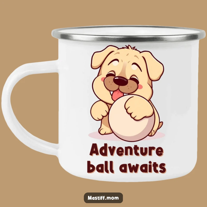 Funny Kawaii Mastiff Camping Mug: Rugged Dog Design, Perfect Humorous Gift for Outdoors