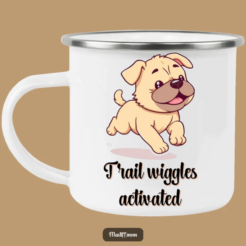 Adventure Ready Funny Kawaii Mastiff Camping Mug: Wiggly Pup Outdoors