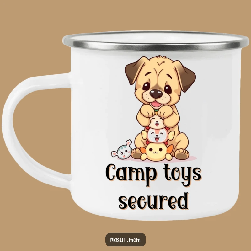 Durable Funny Mastiff Toy Camping Mug: Adventure with Playful Pups
