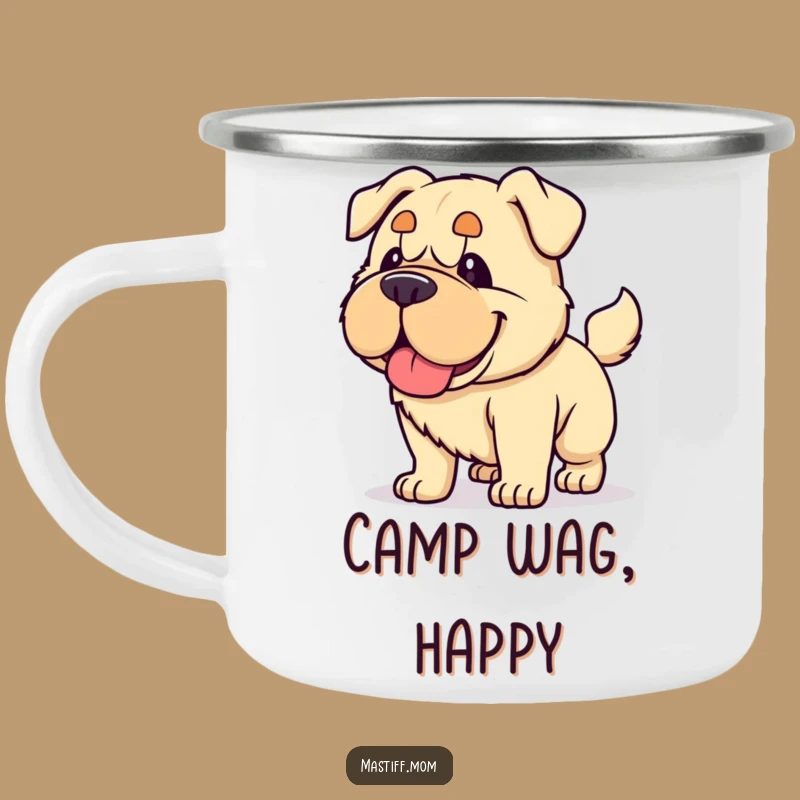 Funny Kawaii Mastiff Camping Mug - Energetic Dog Lover Cup for Adventures