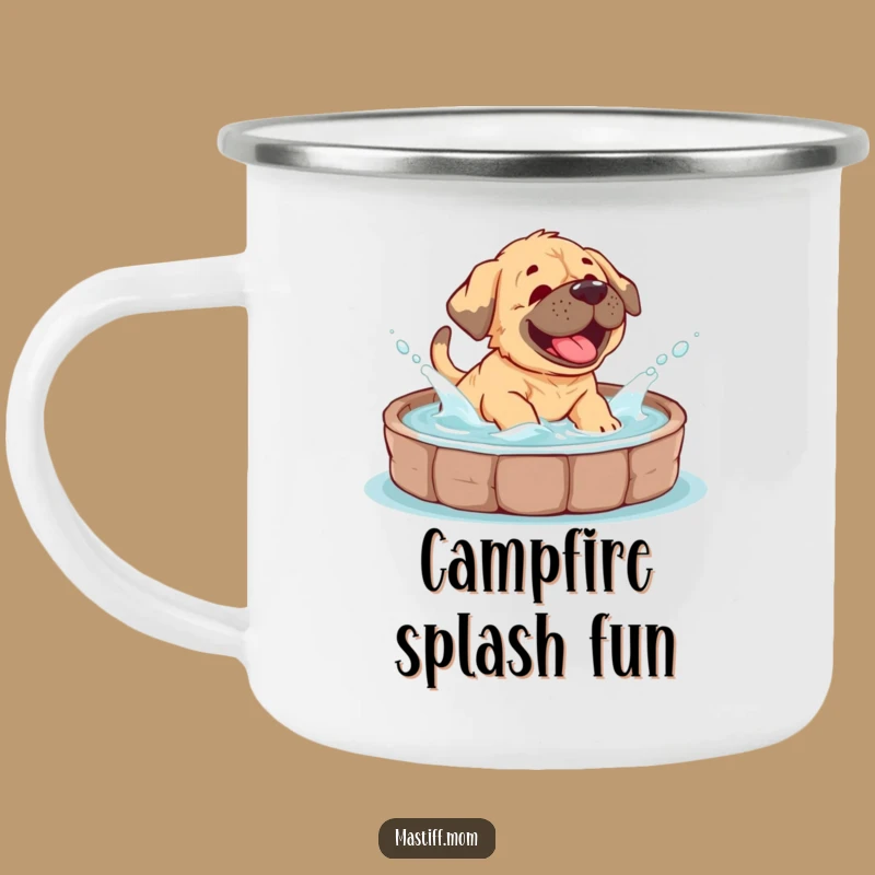 Funny Mastiff Cub Camping Mug: Giggles and Splashes Outdoors