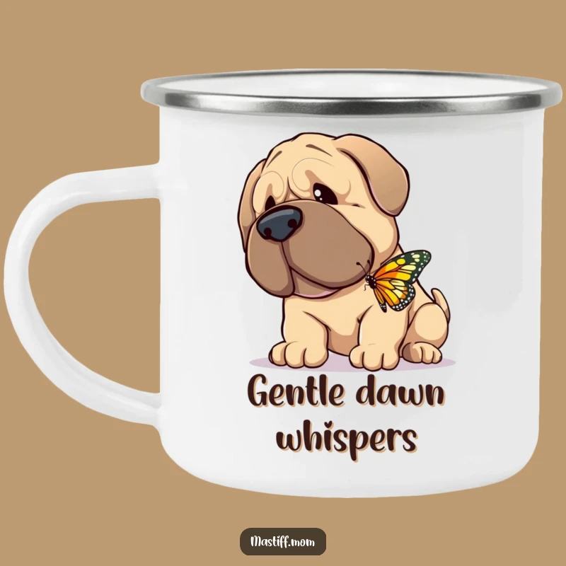 Funny Gentle Mastiff Camping Mug: Giant Dog Enamel Cup for Tender Moments