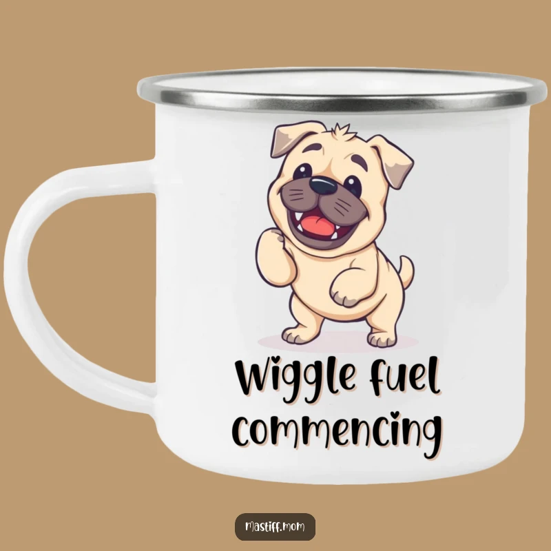 Funny Kawaii Mastiff Wiggle Camping Mug: Adventure with a Wagging Smile!