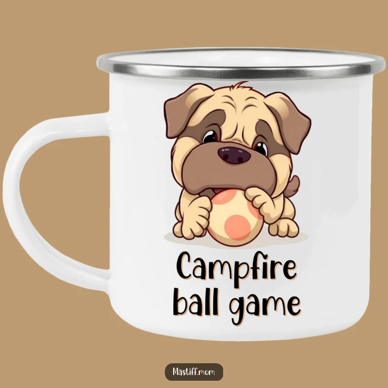 Funny Mastiff Ball Camping Mug - Playful Dog Camp Cup Gift