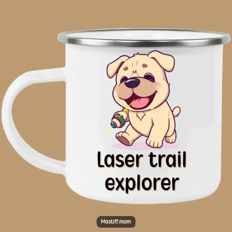 Adventure Funny Kawaii Mastiff Camping Mug - Laser Chase Dog Gear
