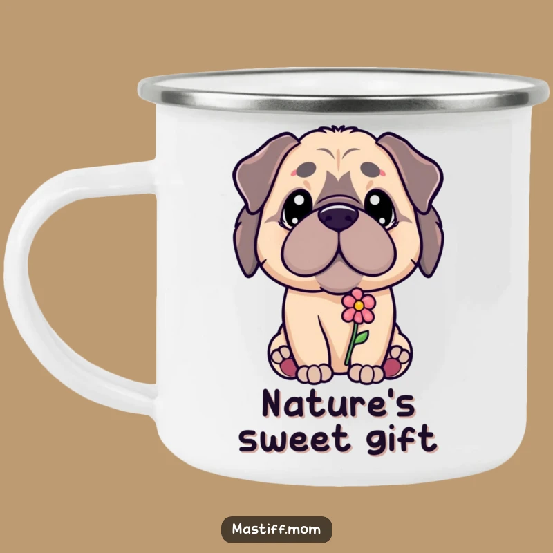 Funny Kawaii Mastiff Camping Mug - Flower Offering, Durable & Heartfelt Funny Gift