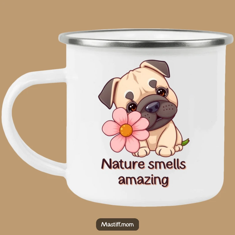 Funny Kawaii Mastiff Camping Mug - Adorable Dog Flower Camp Cup Gift