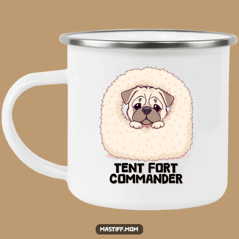 Adventure Funny Kawaii Mastiff Camping Mug - Peek-a-Boo Blanket Gear