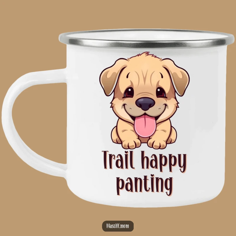 Funny Mastiff Cub Camping Mug: Adventure with a Happy Puppy