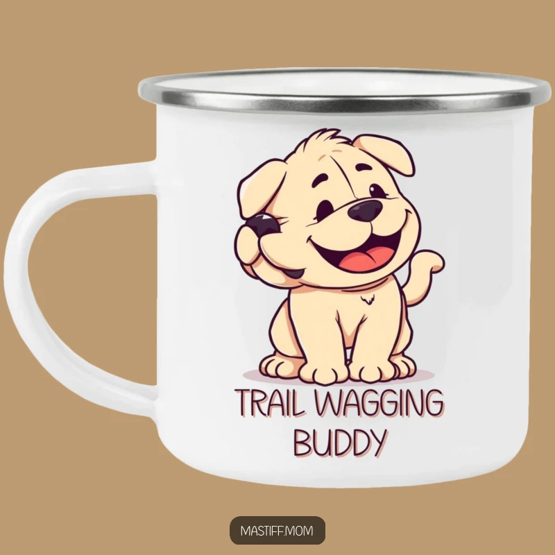 Funny Mastiff Wagging Camping Mug - Joyful Dog Camp Cup Gift