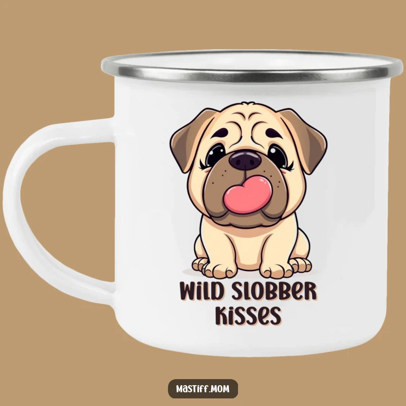 Funny Mastiff Kiss Camping Mug: Gentle Nudge Outdoor Love - Humorous Dog Outdoor Gift