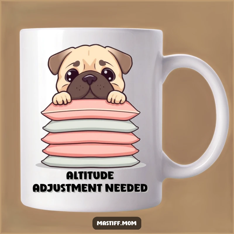 Funny Kawaii Mastiff Cushion Mug - Peek-a-Boo Humor, Perfect Funny Gift for Cozy Homes
