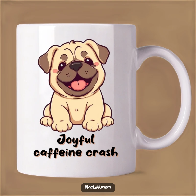 Funny Kawaii Mastiff Puppy Joy Flop Mug: Happy Puppy Gift Idea