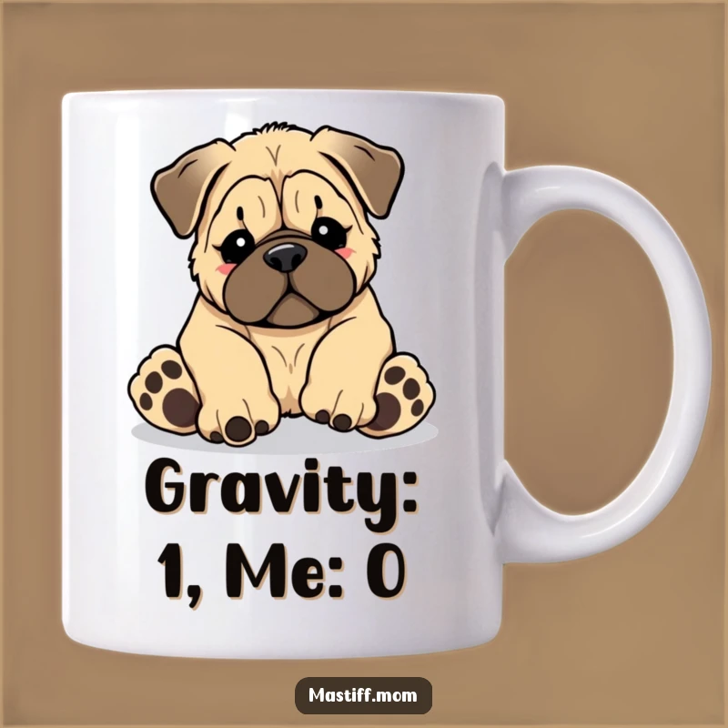 Funny Kawaii Mastiff Puppy Mug - Adorable Tripping Giant Paws Design, Perfect Funny Gift