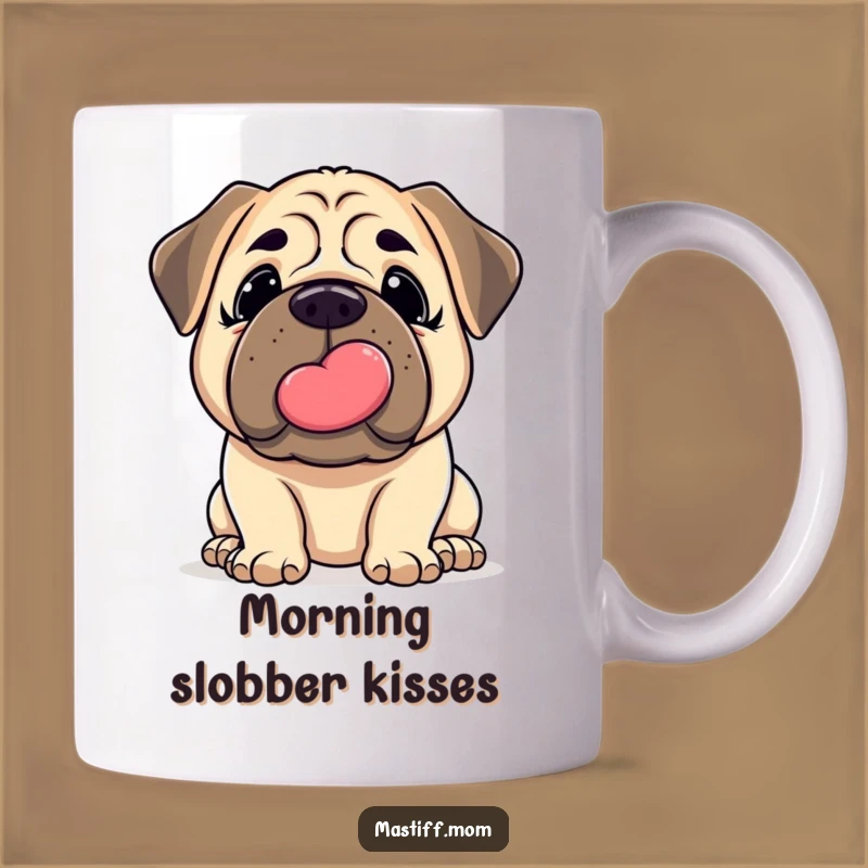 Funny Mastiff Kiss Mug: Gentle Nudge Slobbery Love - Perfect Humorous Dog Gift