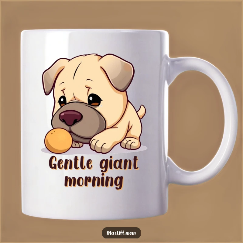 Funny Kawaii Mastiff Mug: Gentle Nudge, Big Dog Charm, Perfect Gift