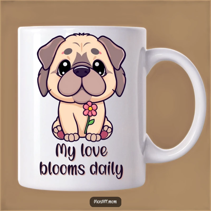 Funny Kawaii Mastiff Flower Mug - Gentle Gaze & Gift, Sweet & Humorous Funny Gift
