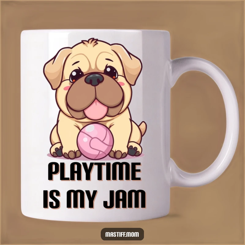 Funny Kawaii Mastiff Mug: Warm Nudge, Tiny Ball, Perfect Funny Gift