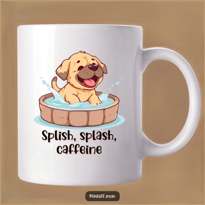 Funny Mastiff Cub Pool Party Mug: Giggling Puppy Fun, Perfect Gift