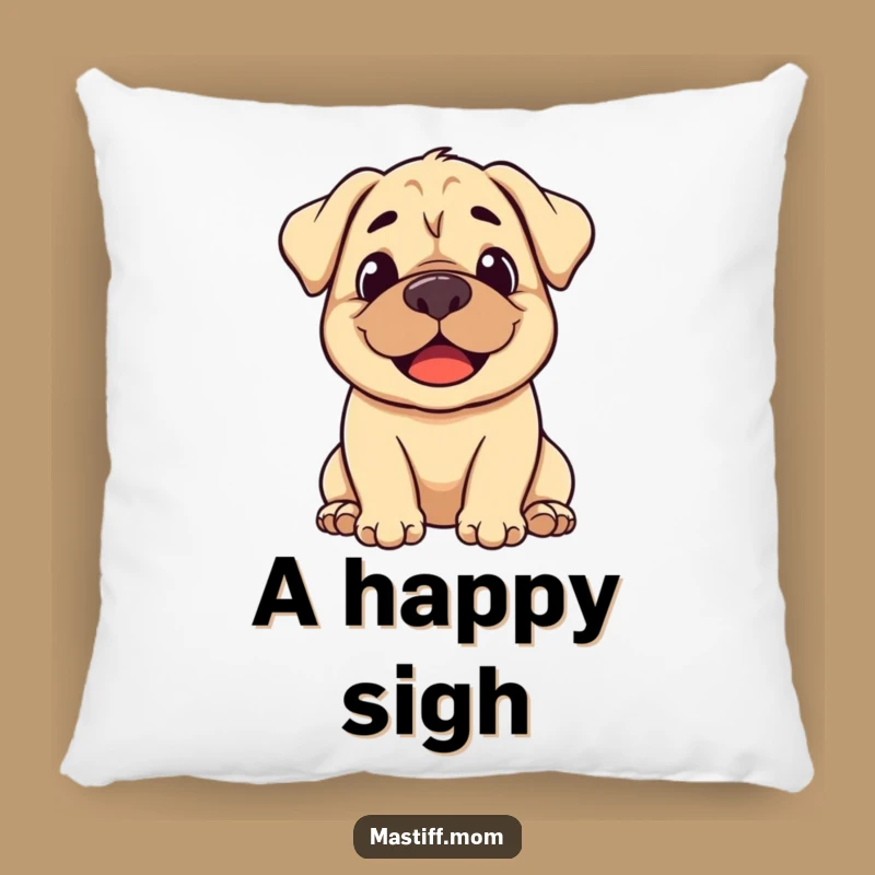 Funny Mastiff Happy Sigh Throw Pillow: Soft, Stylized Dog Comfort Gift