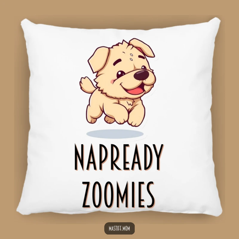 Funny Kawaii Mastiff Pillow: Clumsy Dog Joyfully Bounding, Perfect Cozy Funny Gift