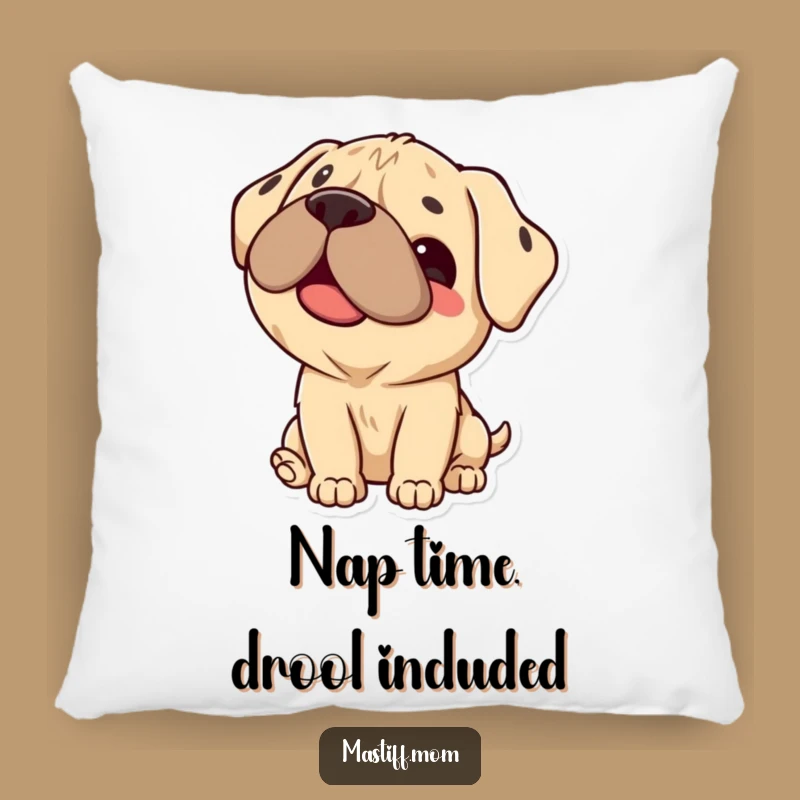 Funny Kawaii Mastiff Pillow: Cozy Up with a Happy Licking Dog Accent