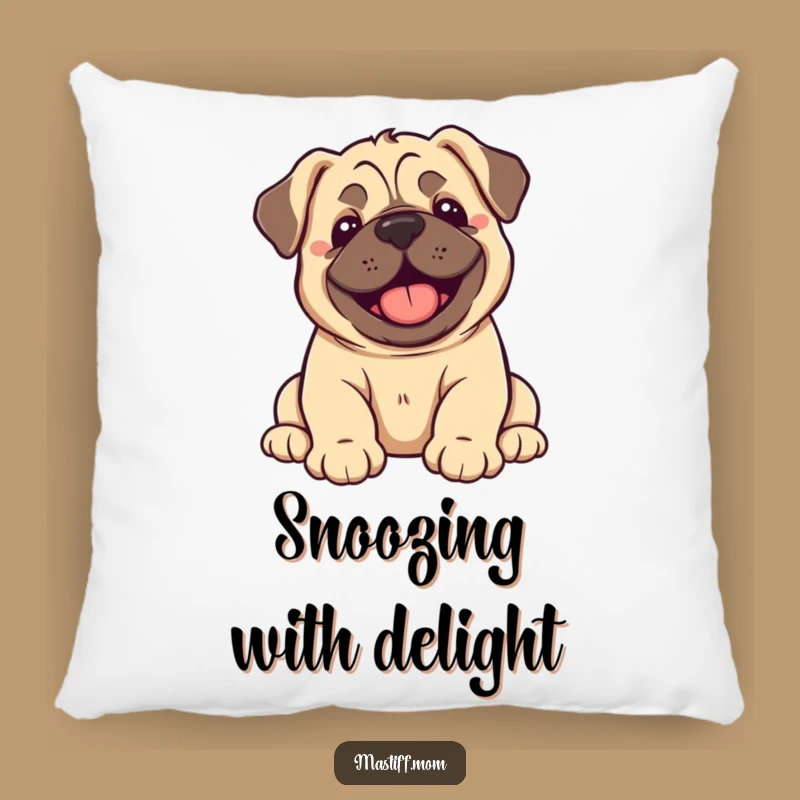Funny Kawaii Mastiff Puppy Joy Flop Pillow: Happy Pup Accent Pillow