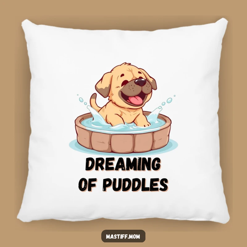Funny Mastiff Cub Splash Pillow: Cozy Giggles from Pool Fun
