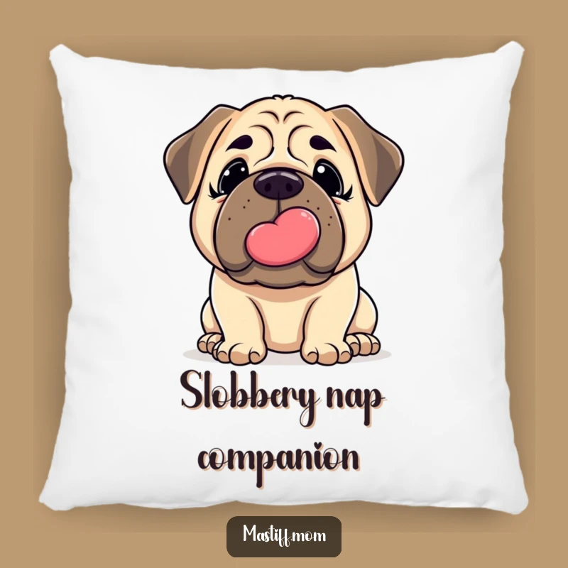 Funny Mastiff Kiss Pillow: Gentle Nudge Comfort - Humorous Dog Decor Gift