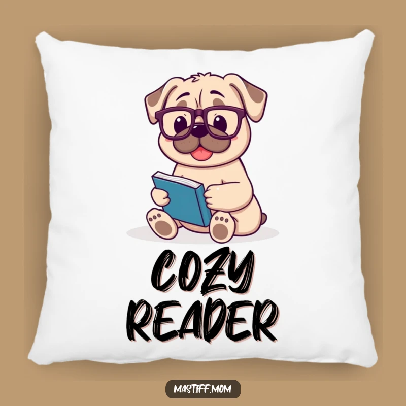 Funny Mastiff Literary Lounger Throw Pillow: Cozy Book Dog Gift