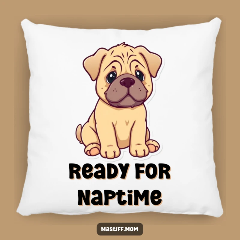Funny Mastiff Puppy Pillow - Cute Kawaii Dog Sitting with Gentle Wag