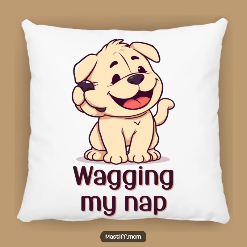 Funny Mastiff Wagging Pillow - Cozy Smiling Dog Accent Gift