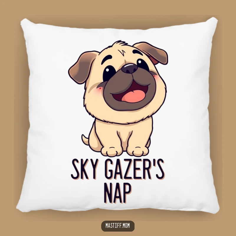 Funny Kawaii Mastiff Sky Panting Pillow: Cuddle Up with Contentment!