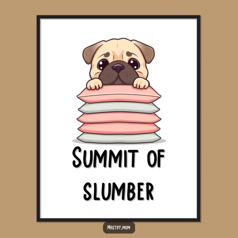 Funny Kawaii Mastiff Digital Art - Cushion Peek, Instant Funny Gift Download