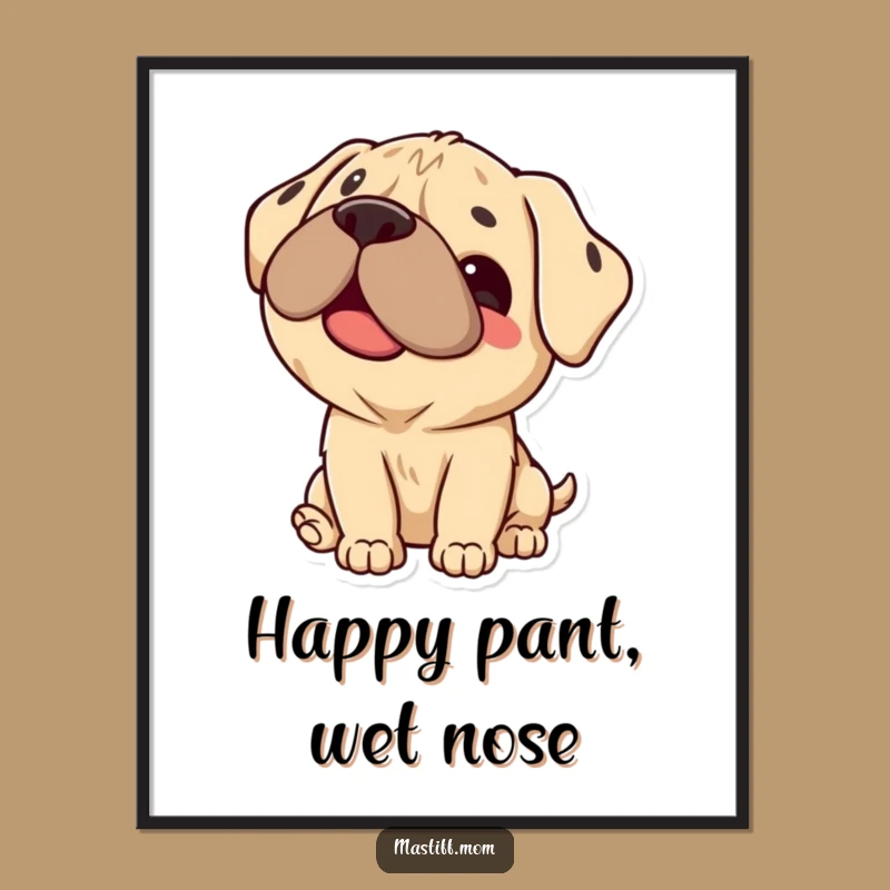 Funny Kawaii Mastiff Digital Art: Instant Happy Lick Dog Decor