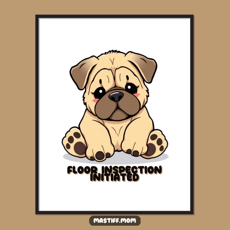 Funny Kawaii Mastiff Digital Art - Tripping Puppy Humour, Instant Funny Gift Download
