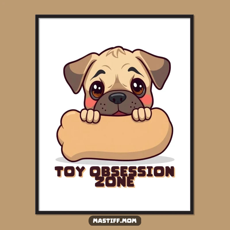 Funny Kawaii Mastiff Puppy Digital Art: Instant Download, Cute Dog Decor Gift
