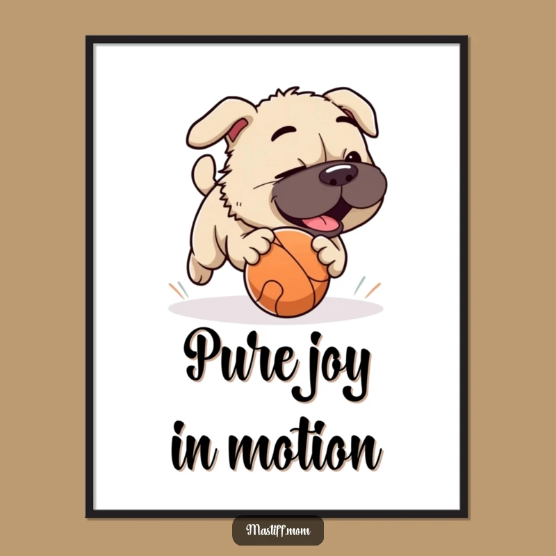 Funny Playful Mastiff Ball Digital Art: Instant Energy for Your Walls Gift