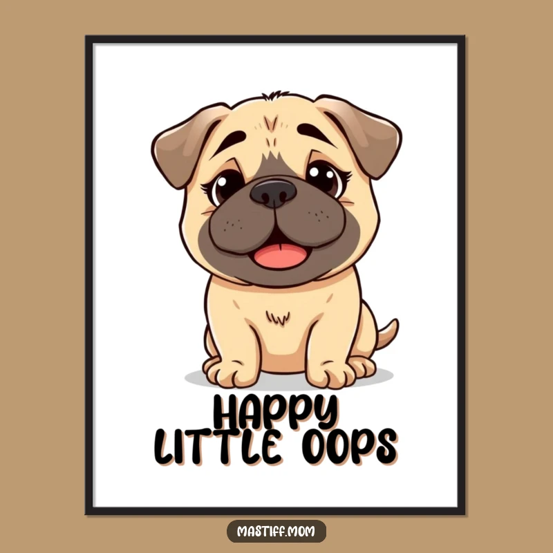 Funny Kawaii Mastiff Bewildered Digital Art - Happy Dog Decor Gift