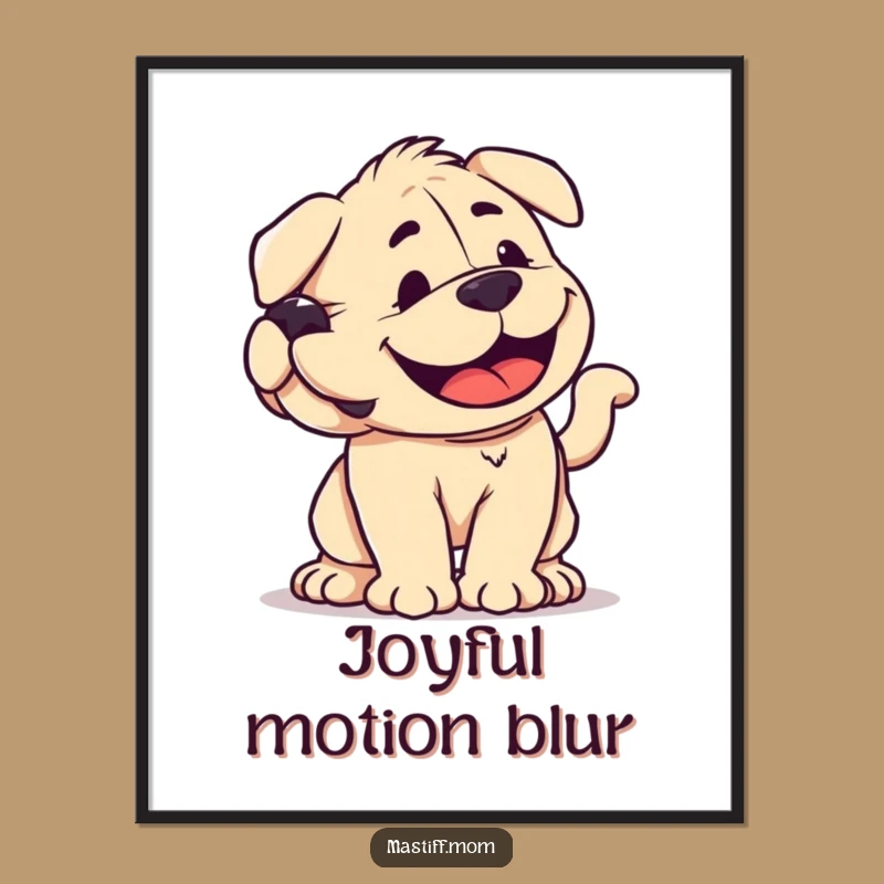 Funny Mastiff Wagging Digital Art - Joyful Kawaii Dog Decor Gift