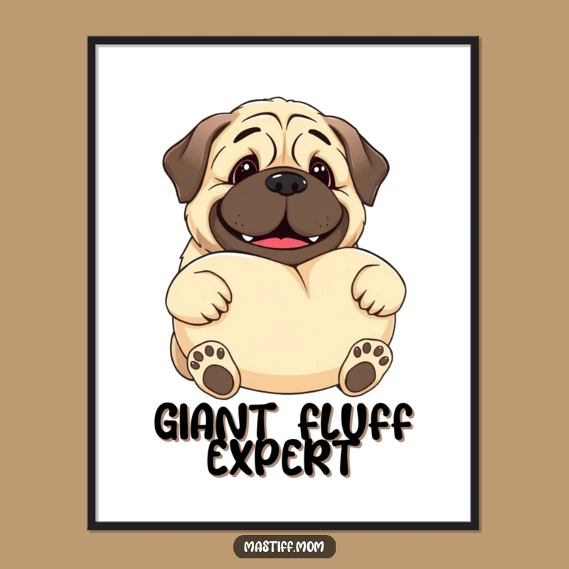 Printable Funny Kawaii Mastiff Art - Gentle Giant Pillow Decor Gift