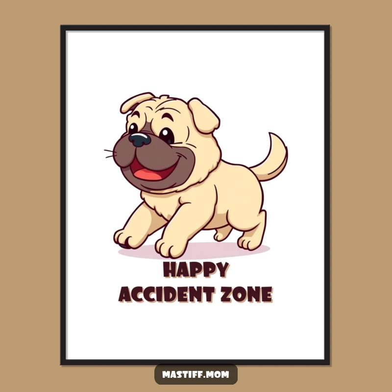 Printable Funny Kawaii Mastiff Art - Joyful Stumble Decor Gift