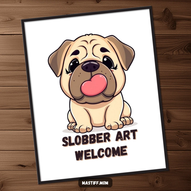 Funny Mastiff Digital Art: A sweet kawaii Mastiff offering a gentle nudge and a massive, slobbery, loving kiss.