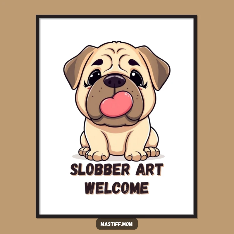 Funny Mastiff Kiss Digital Art: Gentle Nudge Affection - Humorous Dog Print Gift