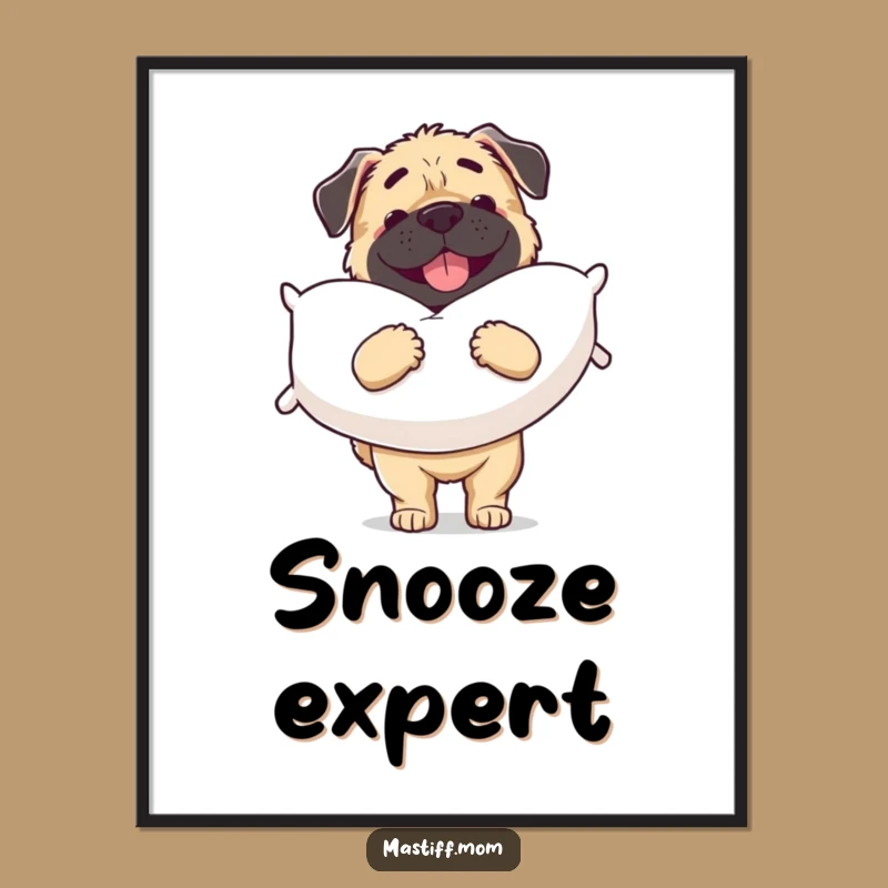 Funny Mastiff Pillow Pals Digital Art: Joyful Dog Wall Decor Gift